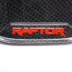 ถ้วยรองมือเปิด เบ้ากันรอย เบ้ากลม โลโก้สีแดง "RAPTOR" 4 ประตู 4 ชิ้น สีเครฟล่าดำ สำหรับ Ford Raptor Ranger XLT Wildtrak 4x2 4x4 ปี 2022-2023